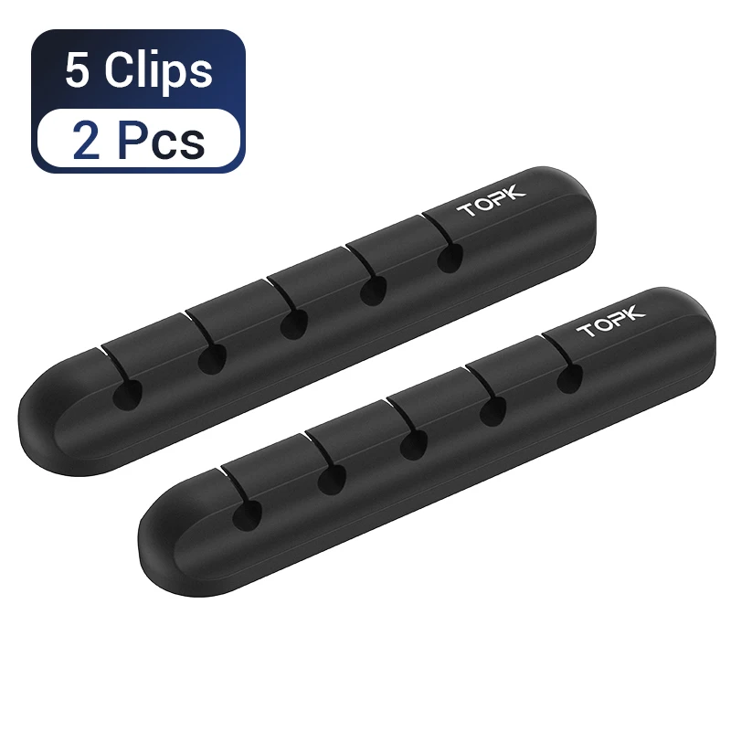 5 Clips - 2 Pieces Силиконовый USB удобный намотчик кабеля Настольный кабель аккуратное управление универсальные прищепки держатель для кабеля для мыши провода для наушников - Цвет: 5 Clips - 2 Pieces
