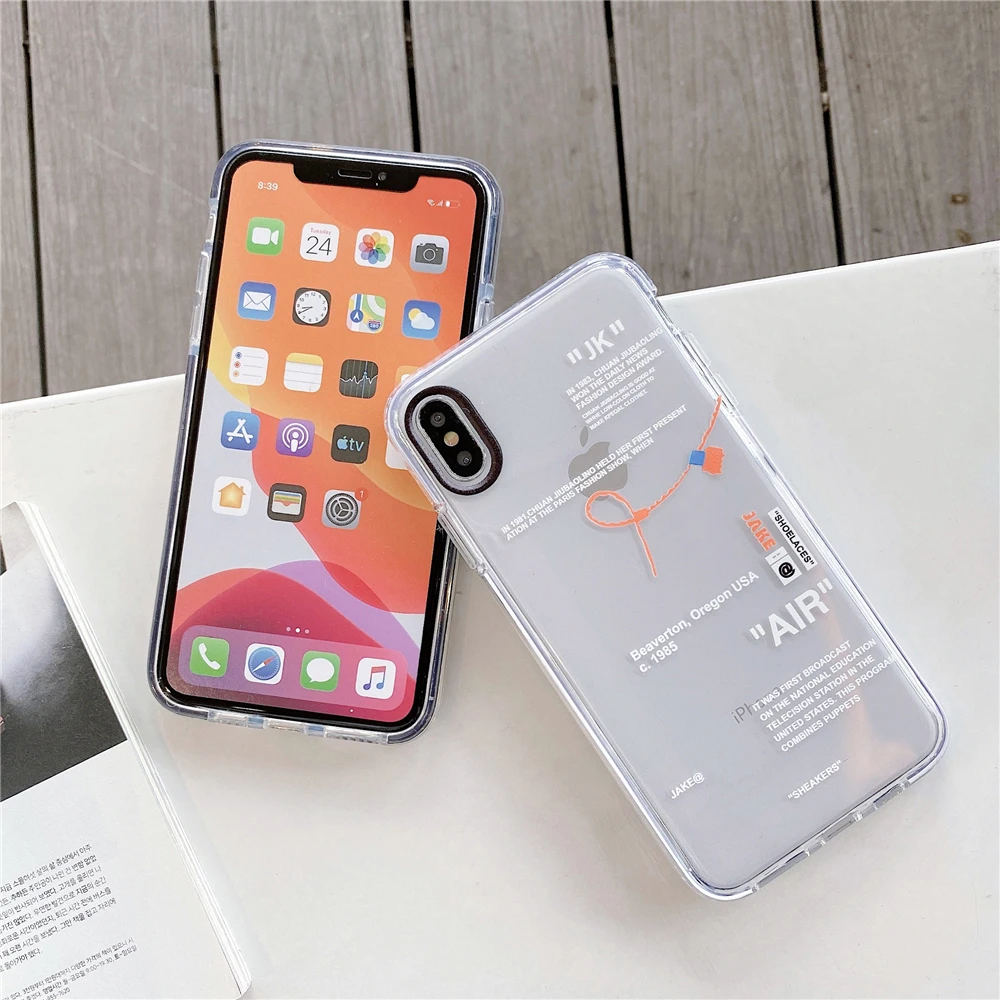 hot sports tide brand sneakers phone case for iphone 13 12 11 pro x xr xs max 7 8 plus letter label clear silicone cover capa free global shipping
