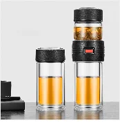 Curge Стекло Чай Кубок кружки с крышкой Чай Infuser стеклянный, с двойными стенками чашка для Кофе бутылка-термос для стакан для воды Стекло бутылка для воды