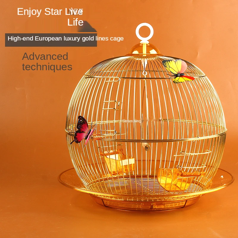 

Круглая металлическая клетка xuanfeng с тигровой кожей Wen, птица, пион, искусственный жемчуг, маленькая клетка для разведения попугая, птичья кл...
