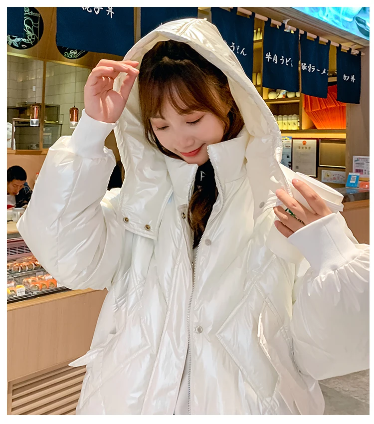 Негабаритный глянцевый пуховик куртка Женская Длинная зимняя новая женская