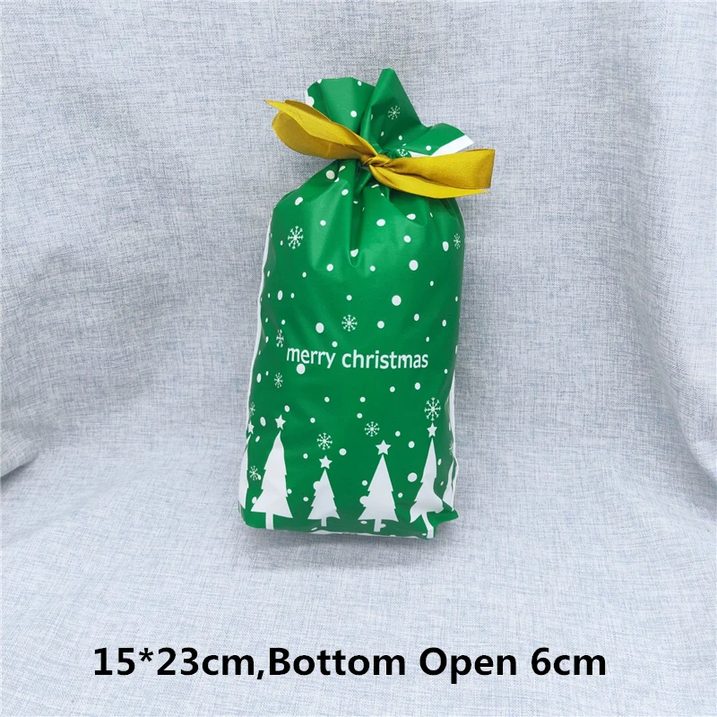 Green Tree 15x23cm 5/10 шт. Веселый Рождественский подарок сумки с рождественскими конфетами, шоколадное печенье сумки Санта Клаус елка Упакованные мешоки с год - Цвет: Green Tree 15x23cm