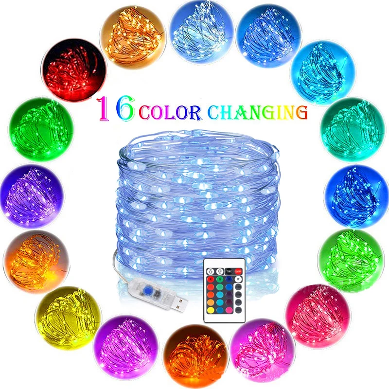 

Приглушаемая светодиодная гирлянда с медным проводом, 5 м, 10 м