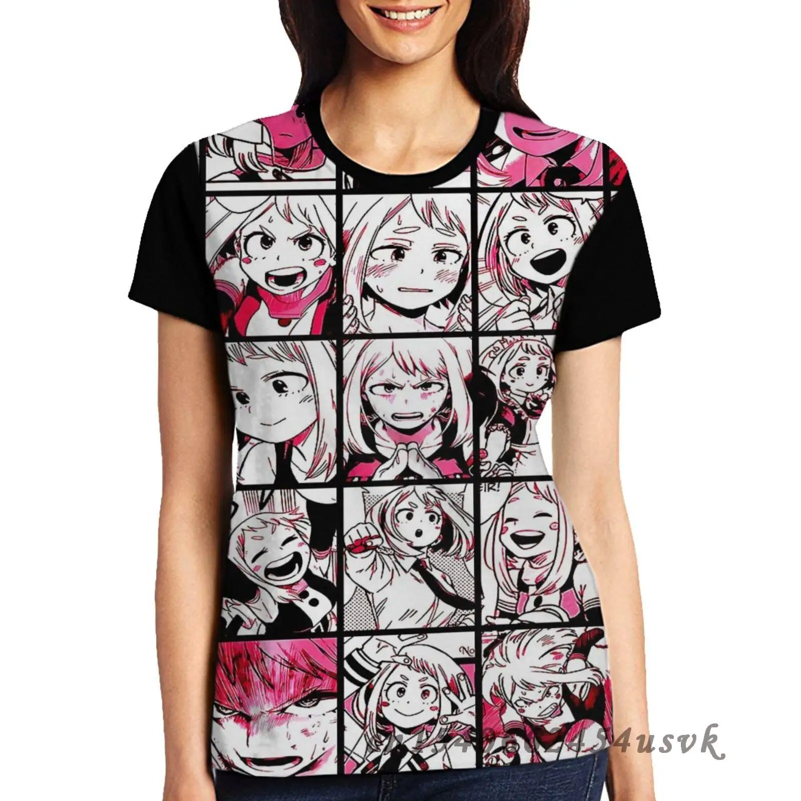 Забавный Графический Мужская футболка с рисунком футболки Uraraka Ochako коллаж