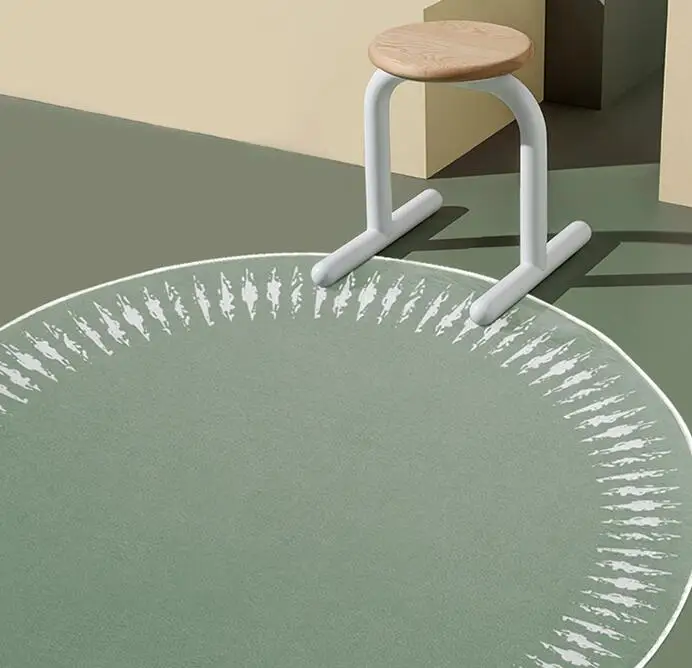 Goede Nieuwste Ronde Coral Fluwelen Tapijt Groen Pure Kleur Wateropname Sofa Tapijt Voor Slaapkamer Woonkamer Kinderen Tapijt Yoga Matten
