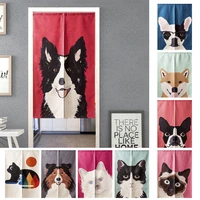 cute cartoon dog cat painting doorway curtain short kitchen curtain for living room japanese partition door curtain home decor