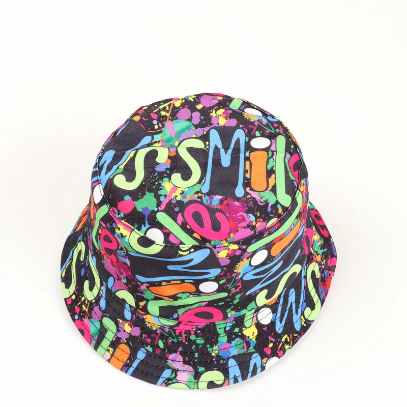 

2020 Cotton Color Graffiti Bucket Hat Fisherman Hat Outdoor Travel Hat Sun Cap Hats for Men and Women 271