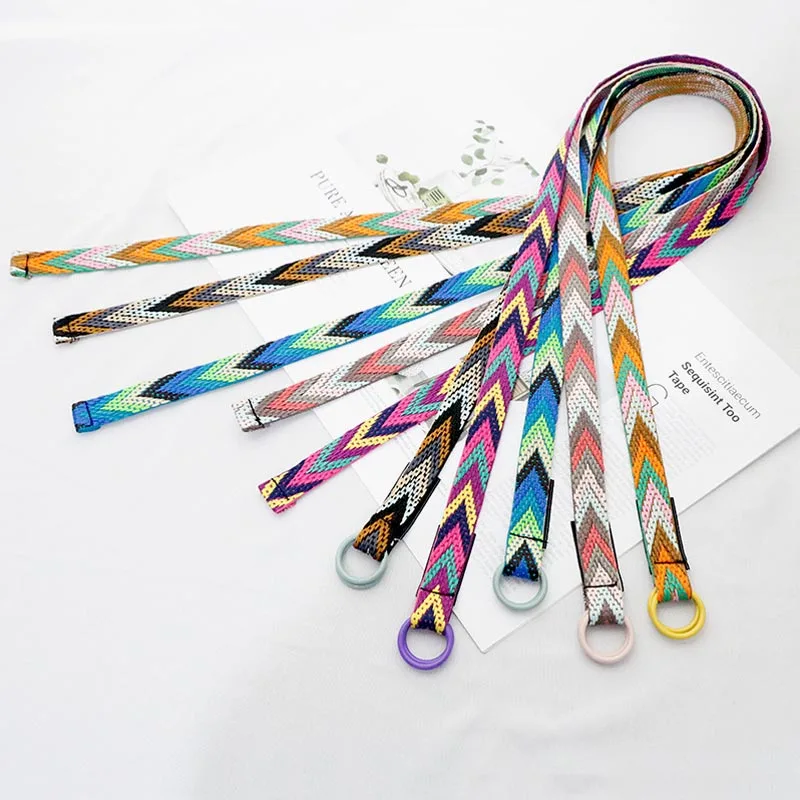 Женский ремень с двумя кольцами и пряжкой модный разноцветный декоративный в