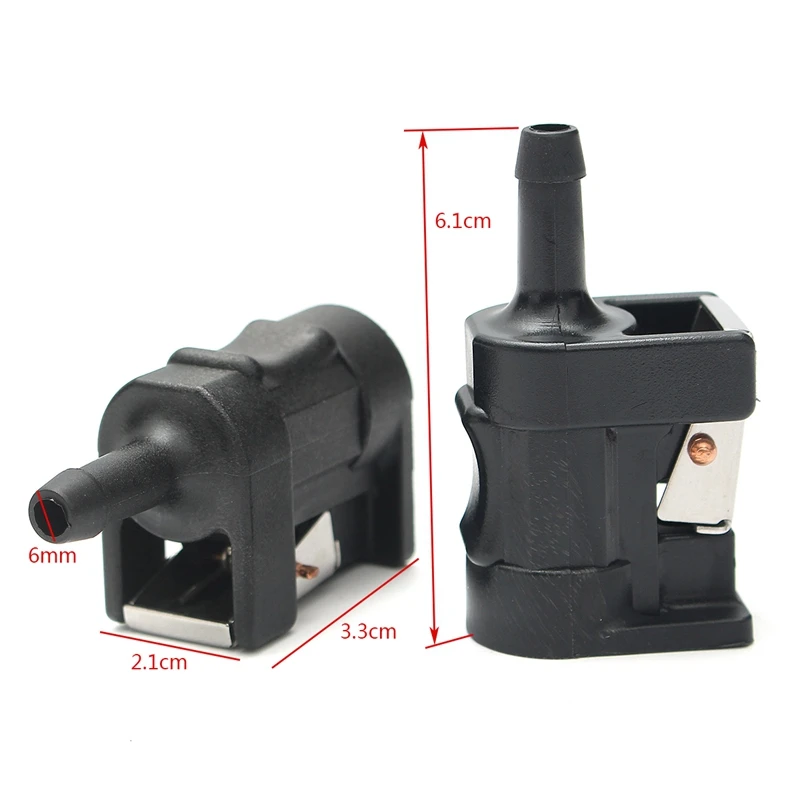 

2Pcs For Yamaha Outboard Motor Engine Fuel Line Tank Connector Black Plastic 6mm Hose Arrow Marked On Body 2.1x3.3x6.1cm