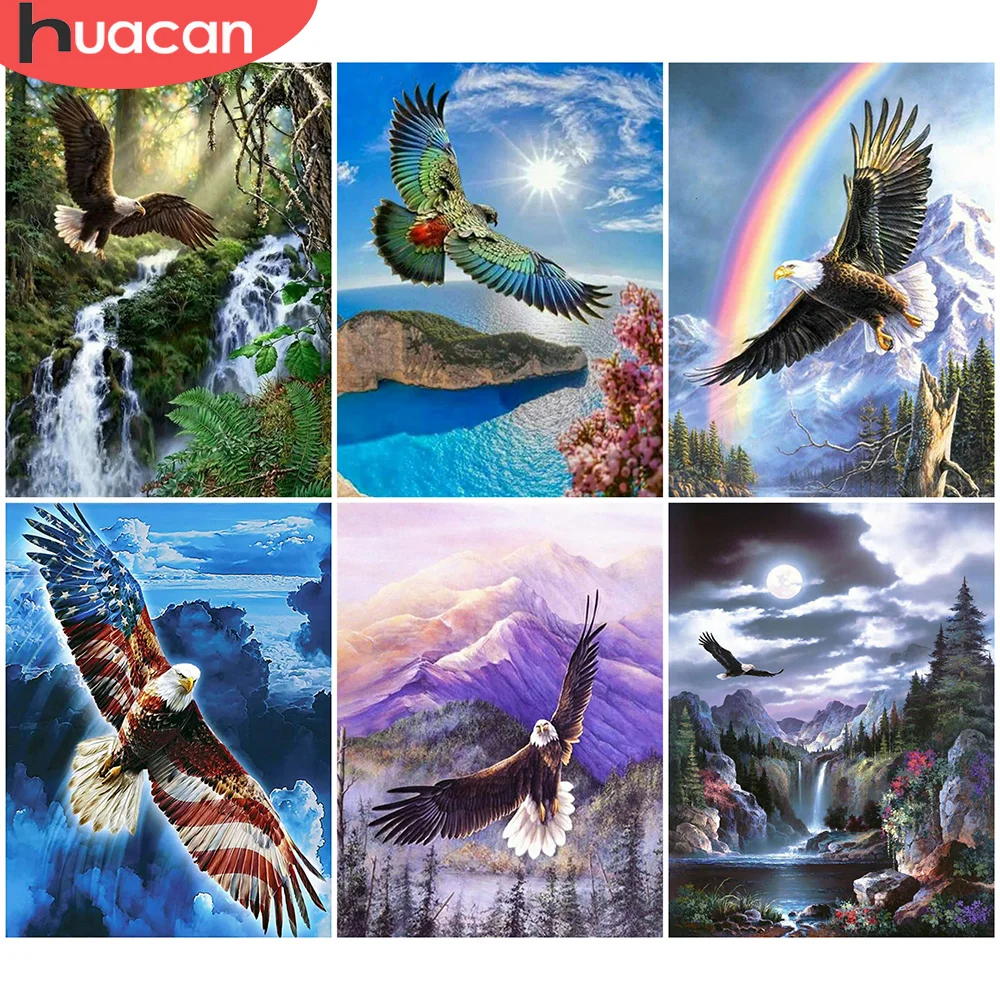 

HUACAN Diamond Painting Eagle Full Square Drill 5D DIY Diamond Embroidery Animal Cross Stitch Picture Of Rhinestone Home Decor