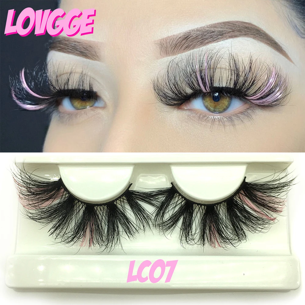 

LOVGGE Two-toned Color Eyelashes 25MM Mink Lashes Fluffy Glam Luxury Stunning Soft Comfortable High Quality Dramatic Cosplay