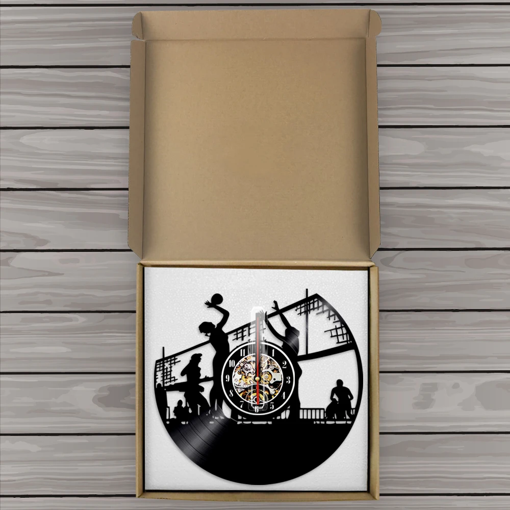 Волейбольные настенные часы пляжный волейбол виниловые записи Team Спорт