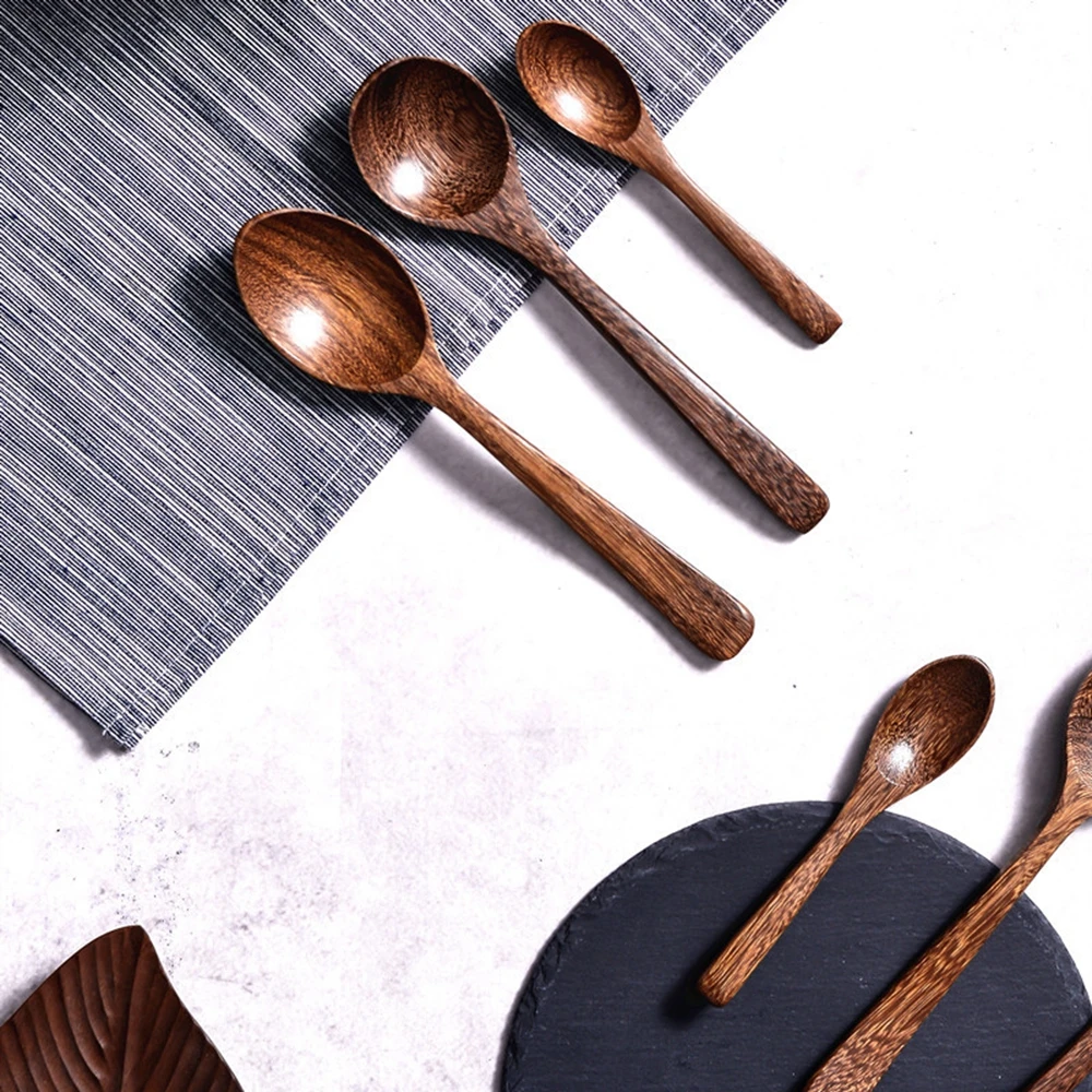 1PC Wooden Spoon Kitchen Cookware Tools Soup Tea Cooking Vegetable Oil Cute Creative Spoons | Дом и сад