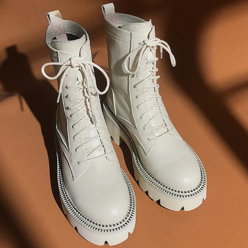 Сапоги на платформе Женская зимняя обувь шнуровке Zapatos De Mujer с круглым носком Botas