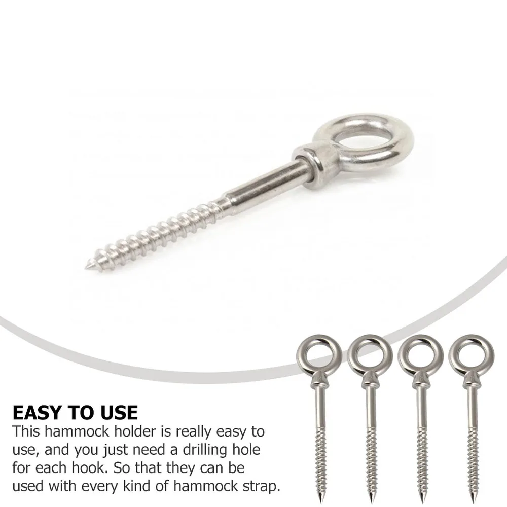 

4pcs Stainless Steel Screw Hooks Portable Hanging Swing Hammock Hook for Indoor