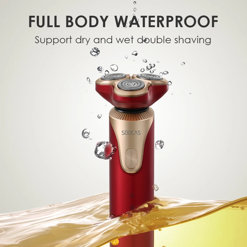 Электробритва SOOCAS S3 Мужская водонепроницаемая электробритва с 3 головками для
