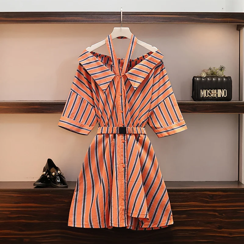 

Large size women's dress new summer 2021 fat sister show thin design French dress
