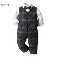 top and top new toddler infant baby boy gentleman clothing set casual shirt pants vest 3pcs outfits little boys formal suit