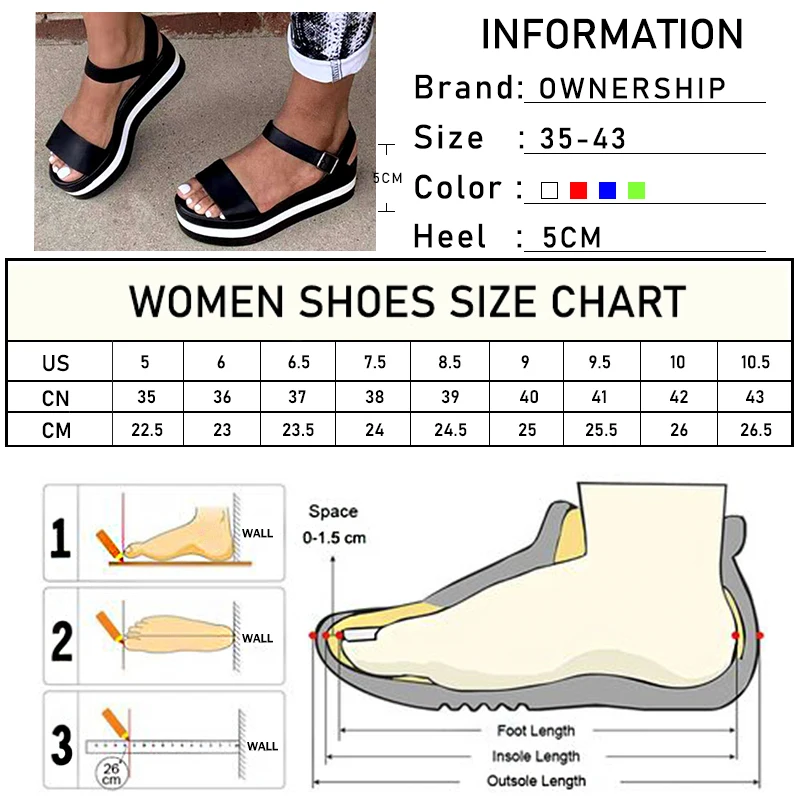 

2021 Women Mixed Colors Sandals Female Casual Flat Platform Ladies Fashion Buckle Shoes Woman Comfortable Footwear Plus Size