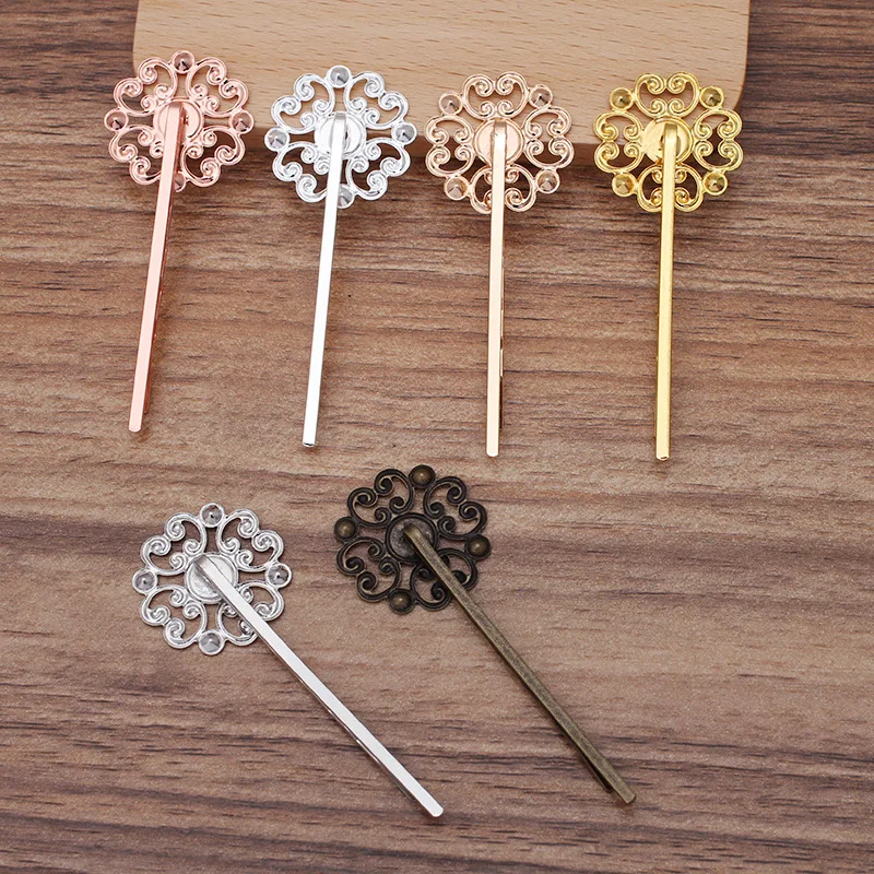 Заколки для волос с кабошоном в античном стиле бронзовым покрытием 10 шт. |