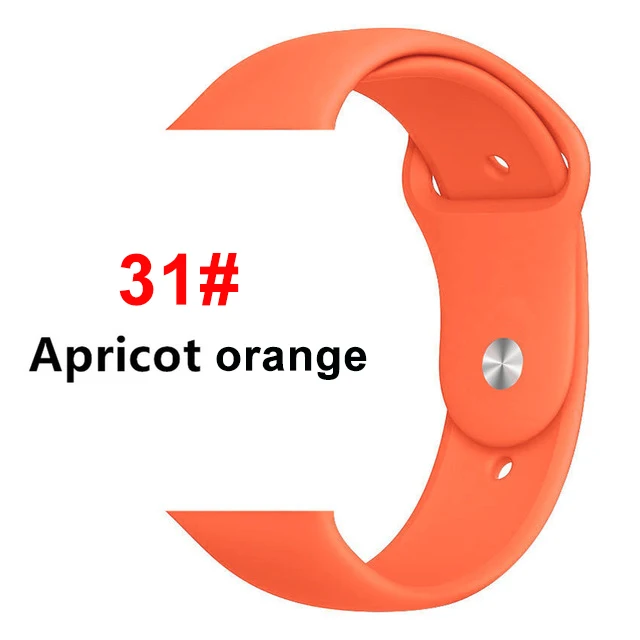 Спортивный мягкий силиконовый ремешок для Apple Watch, ремешок 44 мм, 40 мм, серия 5, 4, браслет для часов iWatch, ремешок 38 мм, 42 мм, 3, 2, 1, аксессуары - Цвет ремешка: 31 Apricot Orange