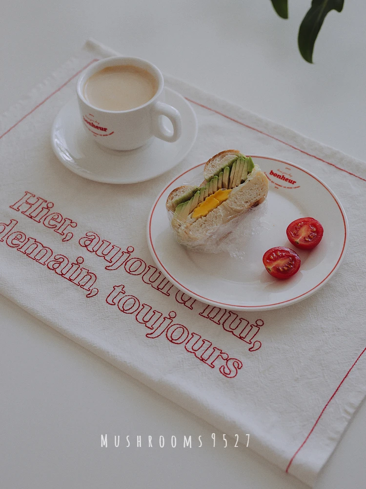 

Korean Style Embroidered Cotton and Linen Tablecloth French Embroidered White Napkin Cover Cloth Food Photo Background Cloth