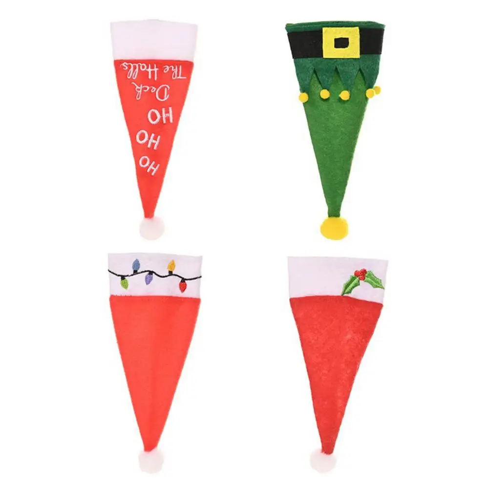 

Christmas Silverware Holders 4Pcs Christmas Santa Hats Tableware Holders Forks Knives Holder Bag Christmas Tableware Holders