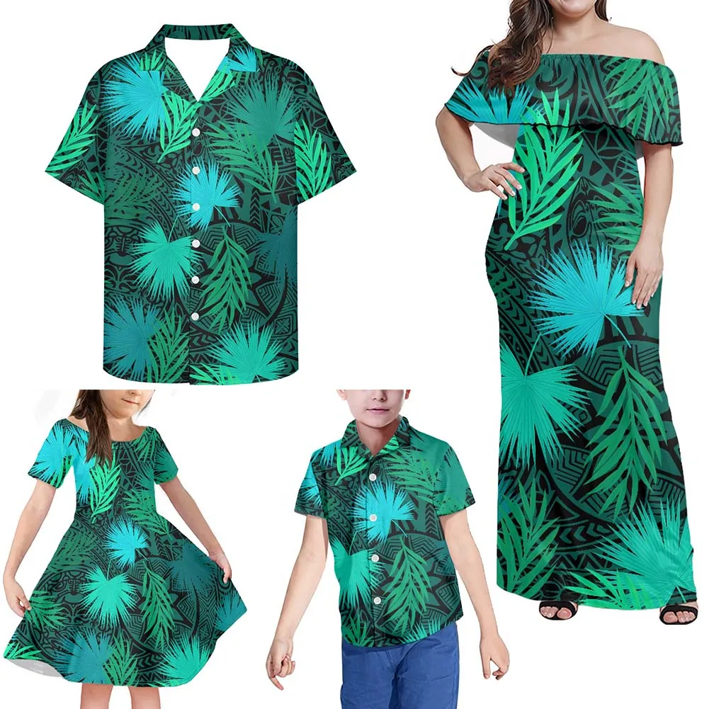 

Hycool семейный костюм, сочетающийся с внешним видом, гавайский этнический самоанский дизайн, семейный костюм для матери, отца, семейная одежд...