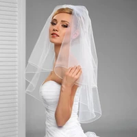 vestidos elegant wedding accessories tulle illusion comb two layer white lvory bridal veils 2023 fashion
