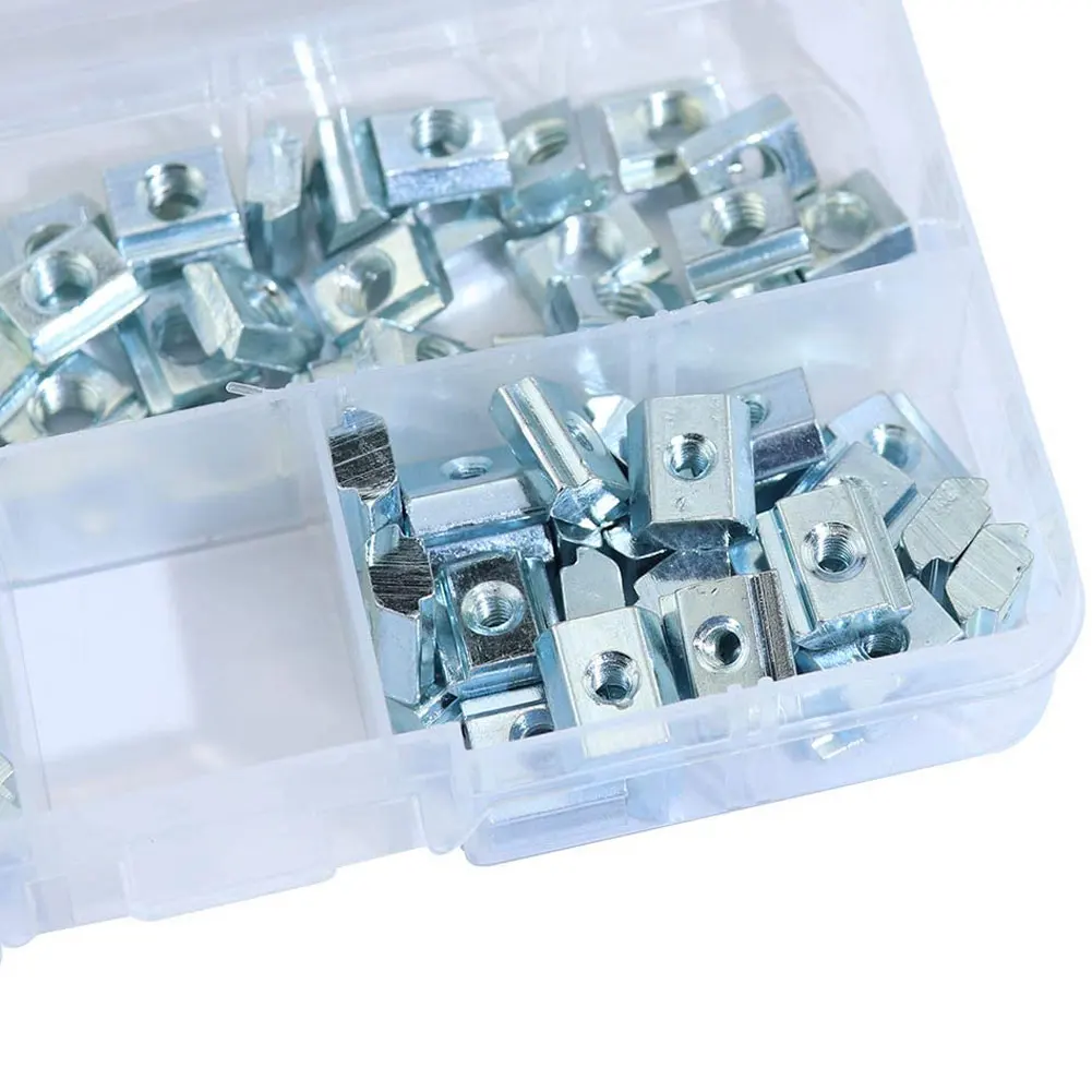 

120pcs T Block Square nuts M3 M4 M5 T-Track Sliding Hammer Nut for Fastener Aluminum Profile T Sliding Nuts Assortment Set