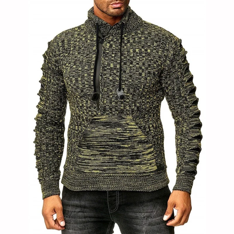 ZOGAA 2019 мужской шерстяной свитер на молнии пуловеры с длинным рукавом Легкий