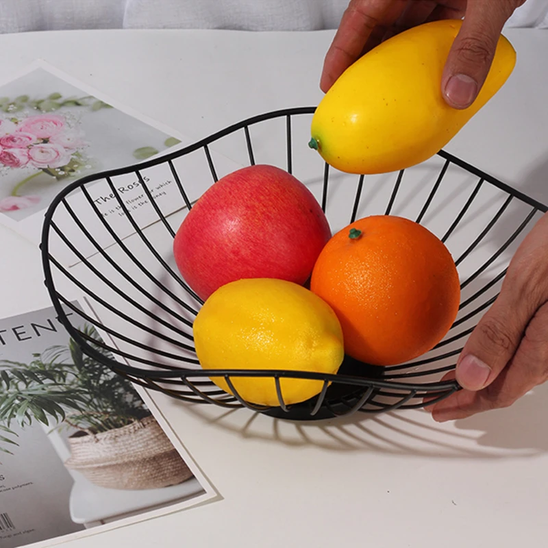 

Wrought Iron Fruit Storage Basket Drain Irregular Desktop Snacks Plate Sundries Organizer Kitchen Home Bowl Food Container