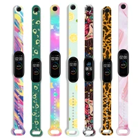printing colorful strap for xiaomi mi band 5 4 3 silicone wristband bracelet replacement for my band strap 5 6 wrist tpu strap