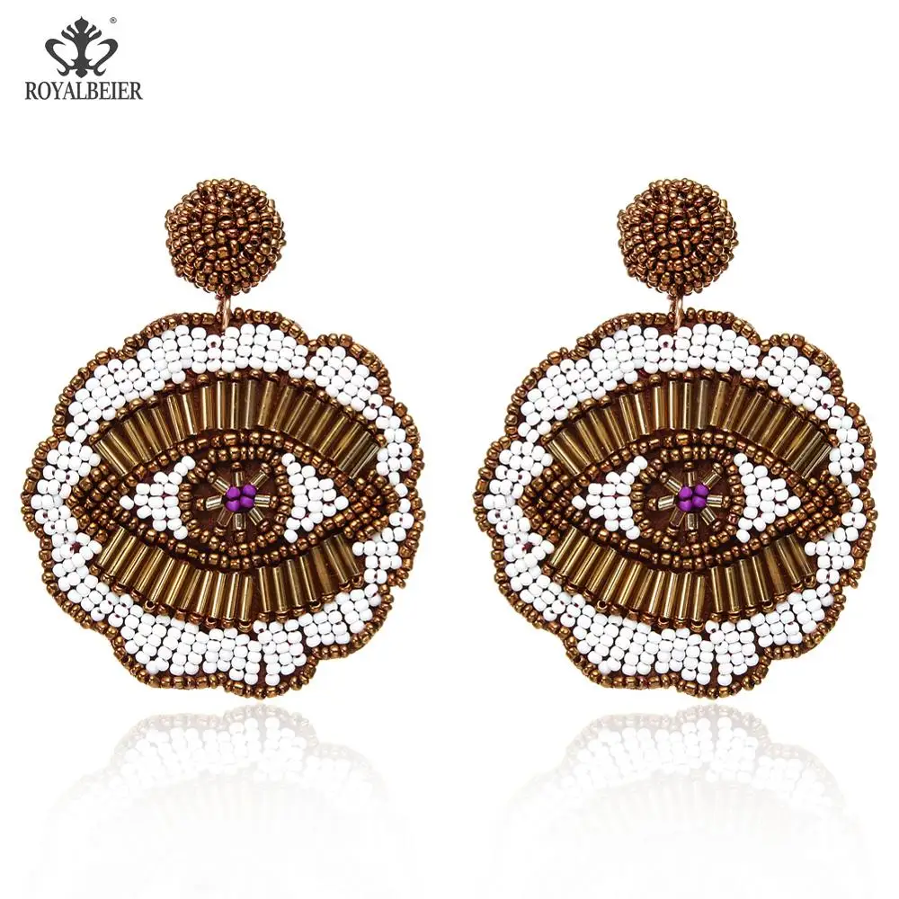 Bohemian earrings18 ROYALBEIER богемные длинные кисточки акриловые перо форма бисера Кулон Серьги Свадебная вечеринка очаровательные ювелирные изделия серьги - Окраска металла: Bohemian earrings18