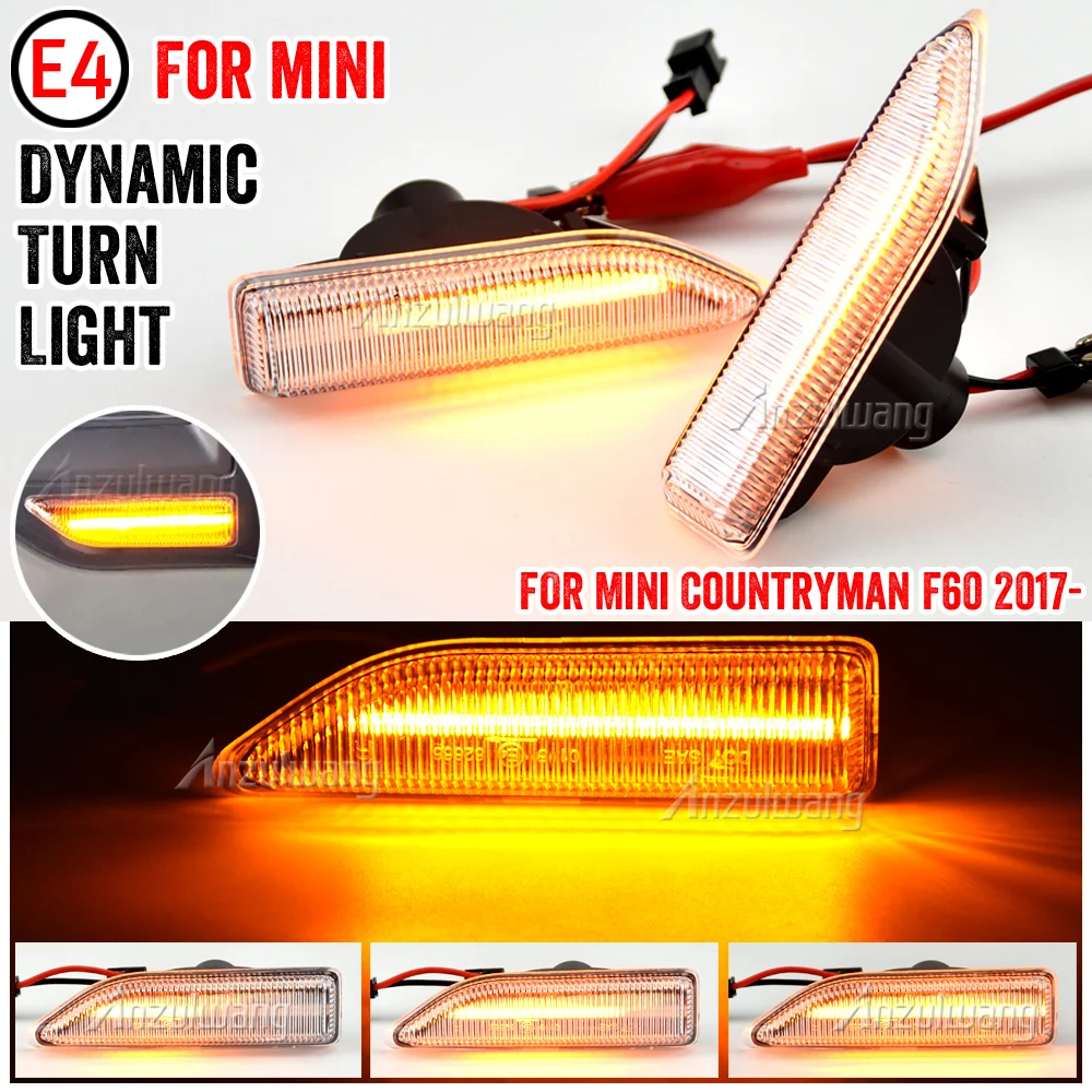 

2X Dynamic LED Turn Signal Indicator Flasher Side Marker Lamps Repeater Lights Flowing For MINI F60 Countryman 2017-2020