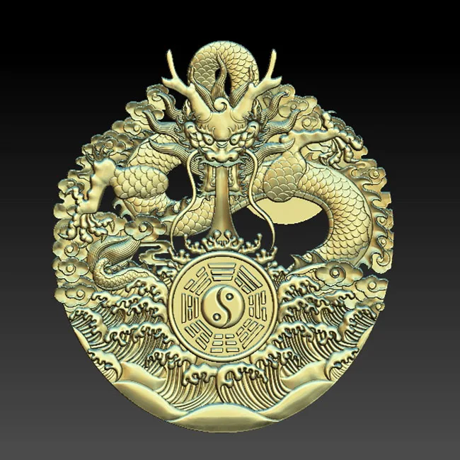 Новая 3D модель STL рельеф для ЧПУ принтера Artcam Aspire китайский дракона с декором