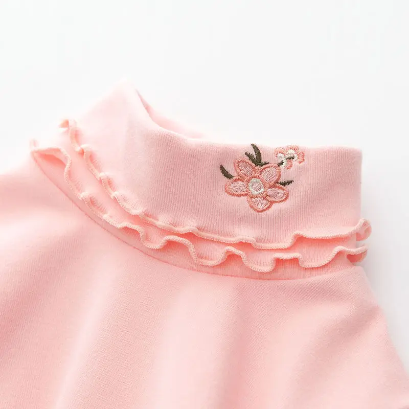 flower pink Футболки для девочек, детские топы на осень и весну, одежда, детские футболки для маленьких девочек, футболки с длинными рукавами, блузка для малышей, 80-130 - Цвет: flower pink