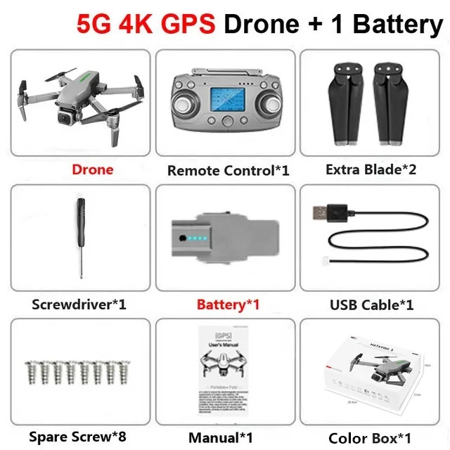 Color box 1battery Профессиональный бесщеточный gps-дрон с большим радиусом действия 4K камера 5G wifi 1 км 25 минут Квадрокоптер RC вертолет складной селфи Дрон игрушка - Цвет: Color box 1battery
