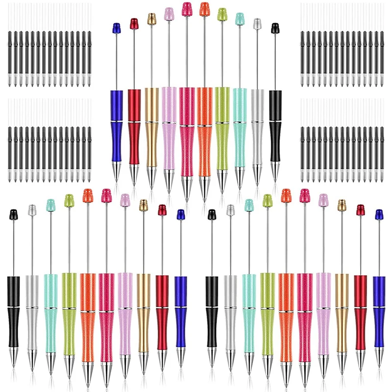 

Ballpoint Pens Assorted Bead Pen Shaft Black Rollerball Pen with Extra Refills for Kids Students Office School Supplies