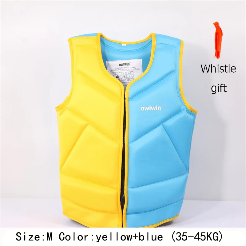 YELLOW BLUE M Модный спасательный жилет для подводного плавания, полибутадиен, резиновый спасательный жилет для детей и взрослых, одежда для плавания, катания на лодках, лыжах, вождения, Лыжный жилет - Цвет: YELLOW BLUE M