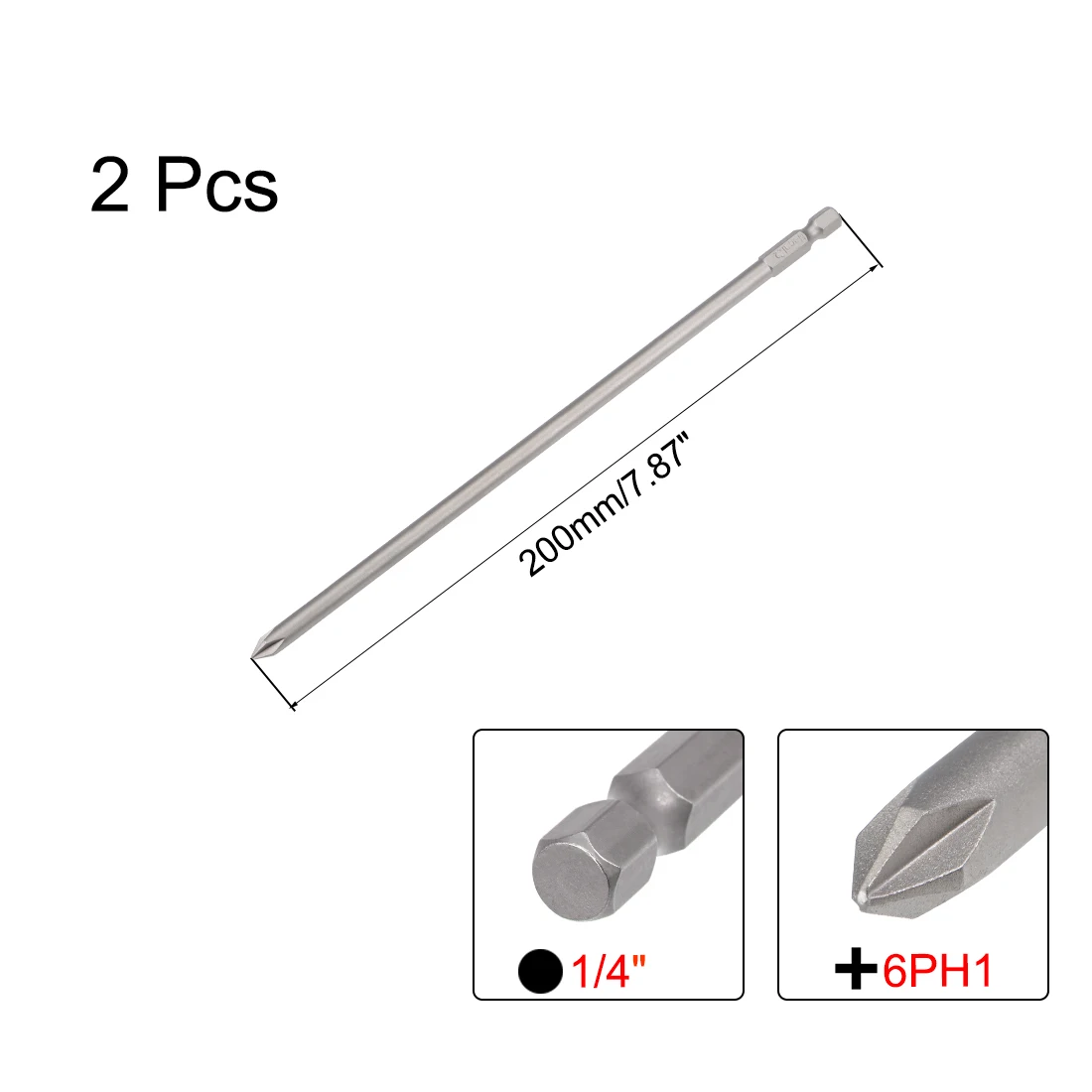 Uxcell 2 шт 6 мм PH1 Магнитная отвертка Philips bits 1/4 дюймовый шестигранный хвостовик 7 9