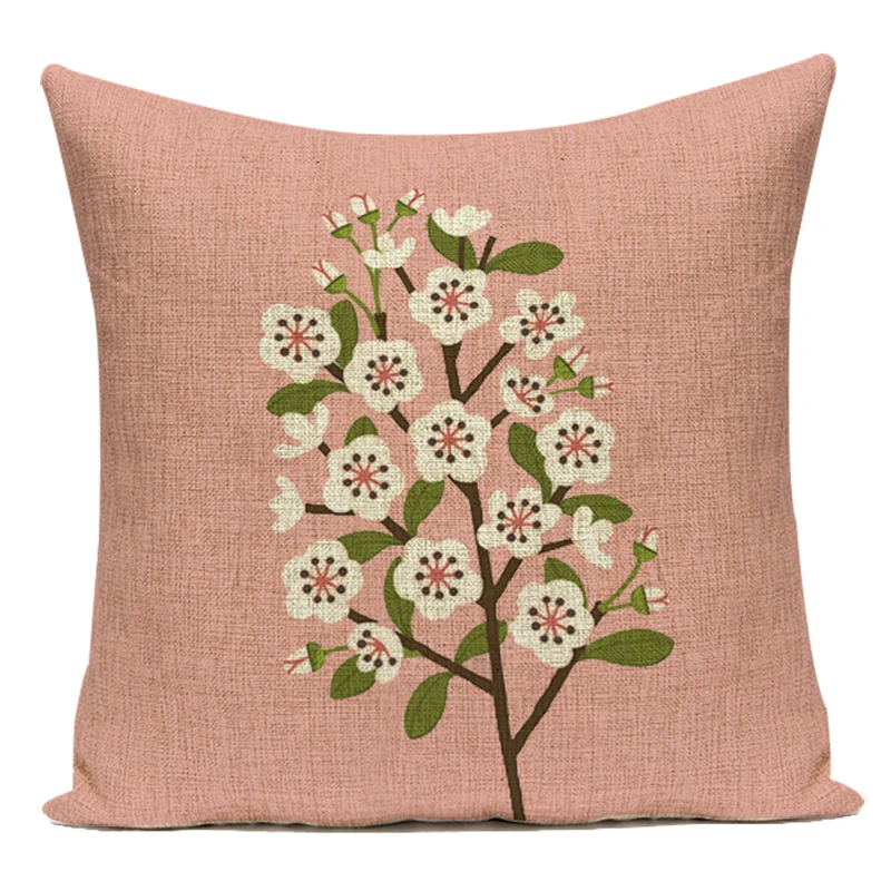 Декоративные подушки с тропическим зеленым листом пальмы и цветущей сливы, чехол из полиэстера для дивана, спальни, подушечный чехол.