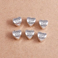 15pcs zinc alloy love heart amour charms beads for jewelry making diy bracelets loose spacer beads handmade crafts accessories