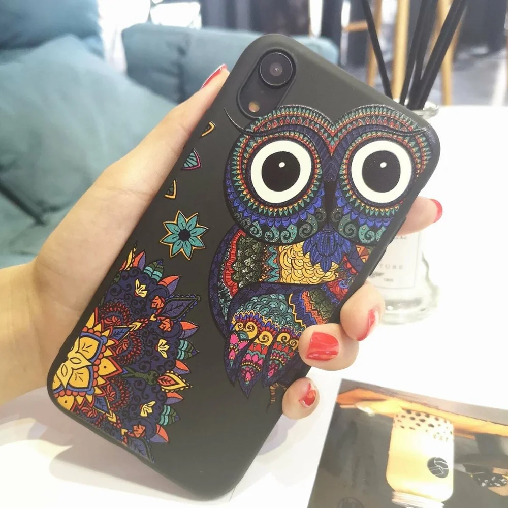 Owl Mandala Ethnic Phone Cover For iPhone 11 13 Pro Max X XS XR 7 8 7Plus 8Plus 12 SE Soft Silicone Candy Case | Мобильные телефоны