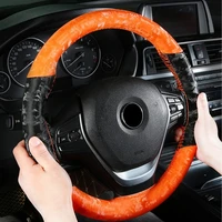 38cm microfiber sport style hand stitched steering wheel cover four seasons braid on the steering wheel cover steering case