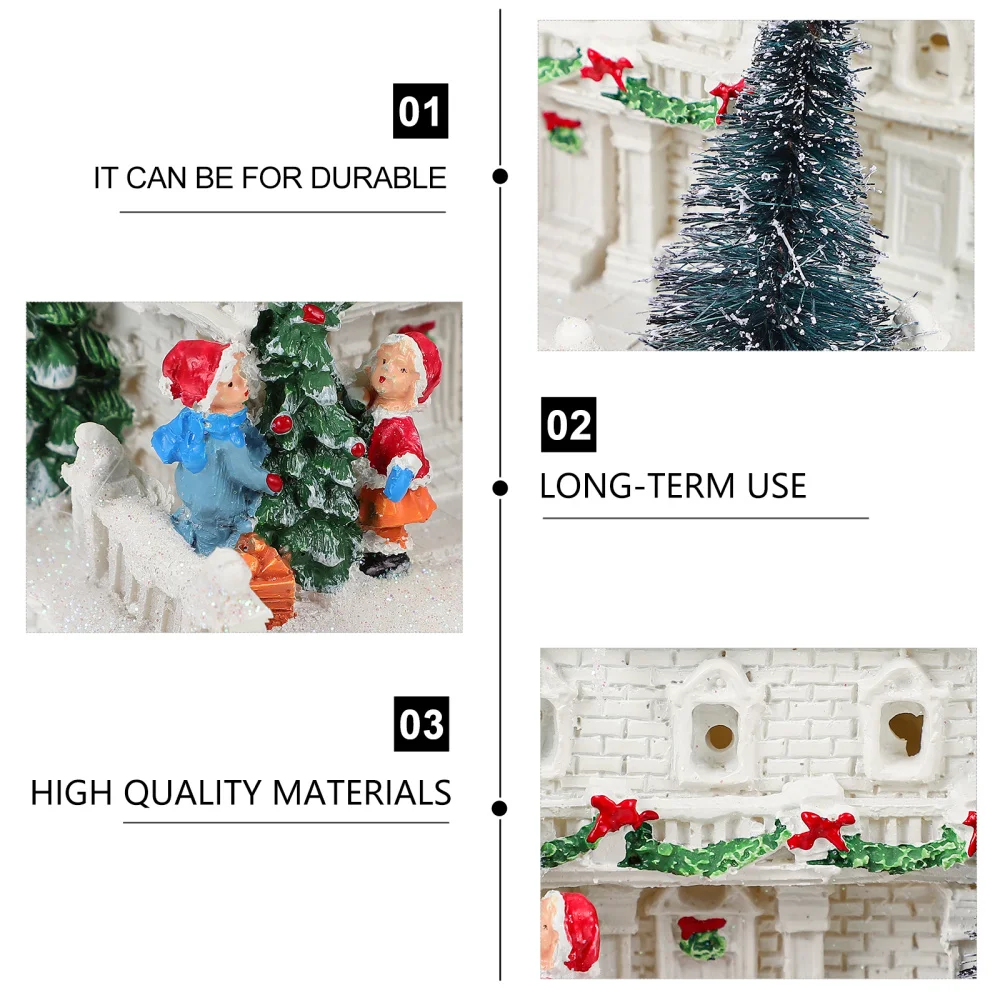 

1Pc Resin Desktop Ornament Christmas Luminous House Decoration Decorative Prop