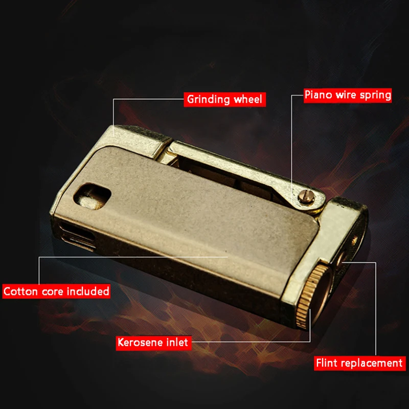 Керосиновая Зажигалка из чистой меди кремневая зажигалка Классическая