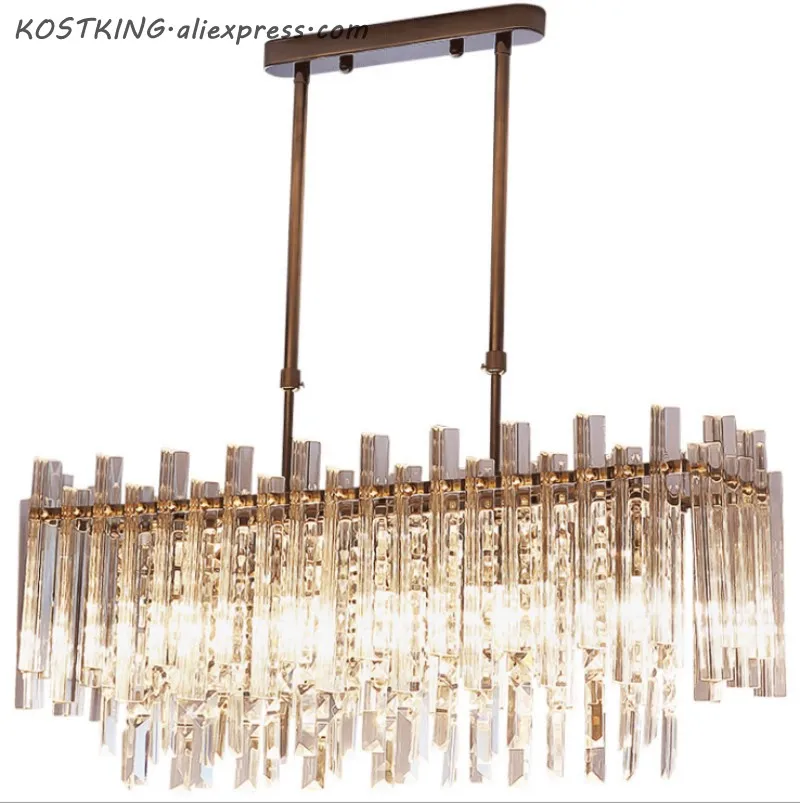 

Modern Crystal Chandelier For Dining Room Rectangle Home Decoration LED Lighting Crystal Chandeliers KOSTKING illumination