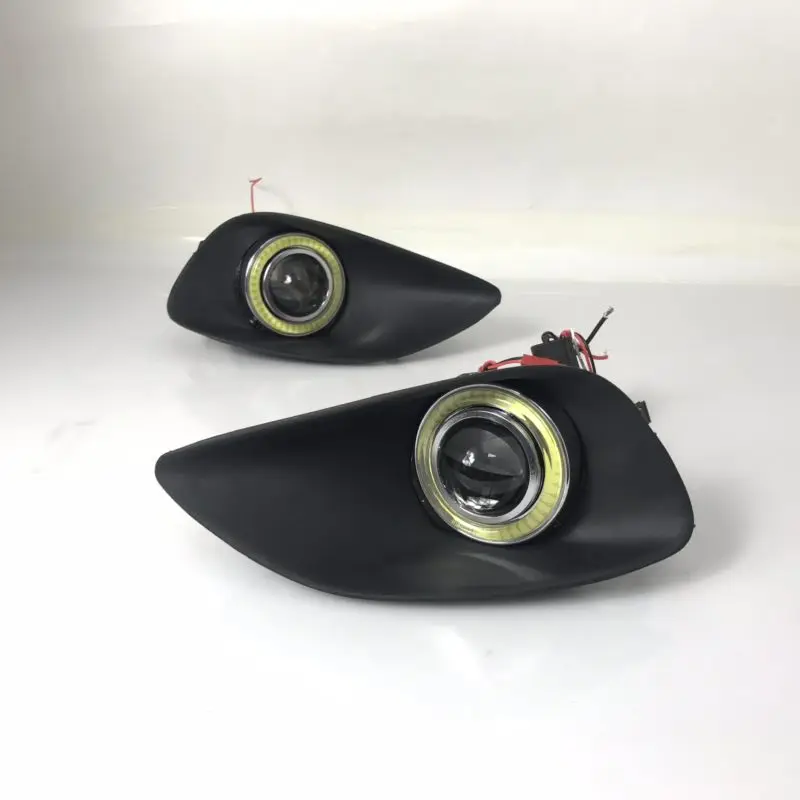 

Osmrk fog lamp driving light assembly For toyota vios yaris cob angel eye led daytime running lights turn signal