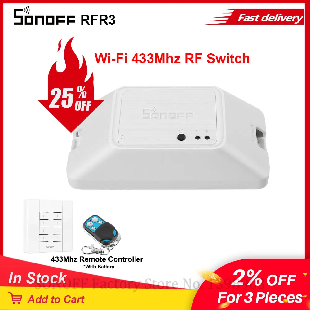 Смарт-выключатель SONOFF RF R3 с поддержкой Wi-Fi 433 МГц | Электроника